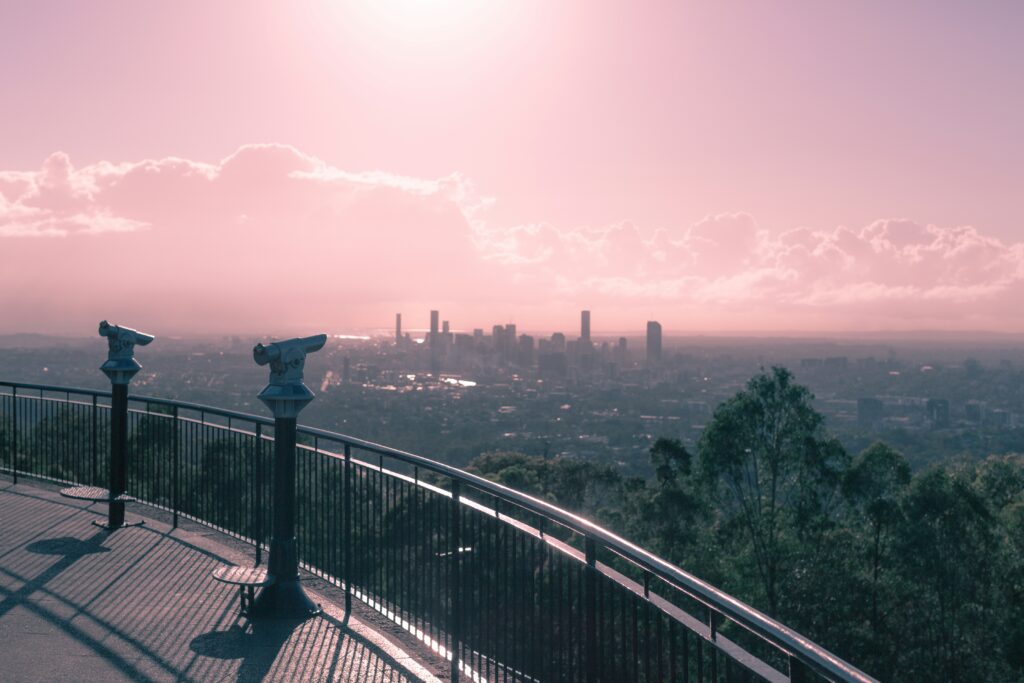 view of brisbane at sunset from mt coot tha