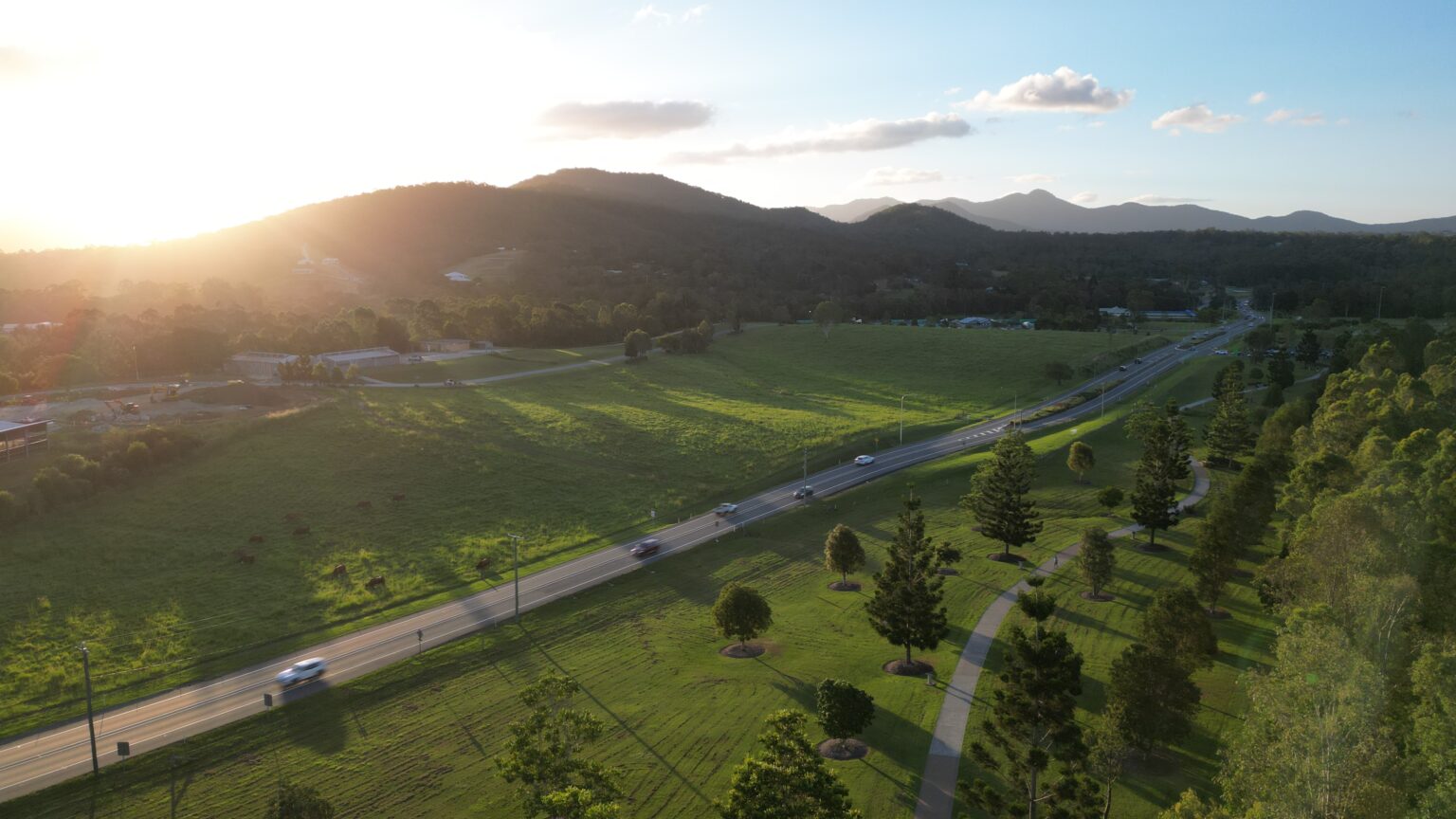 Aerial shot over Samford